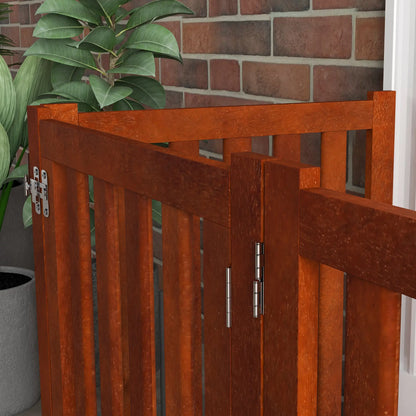 Foldable Dog Gate With Door, 4 Panels Freestanding, Brown Houses, Kennels & Pens at Gallery Canada