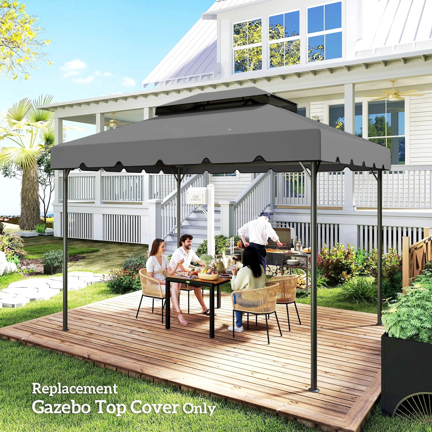 13' x 10' Gazebo Replacement Canopy, Double Vented Roof, Grey Gazebo Canopy Replacement at Gallery Canada