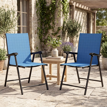 Folding Patio Chairs Set Of 2, High Back Outdoor Dining Chairs, Blue Patio Chairs at Gallery Canada