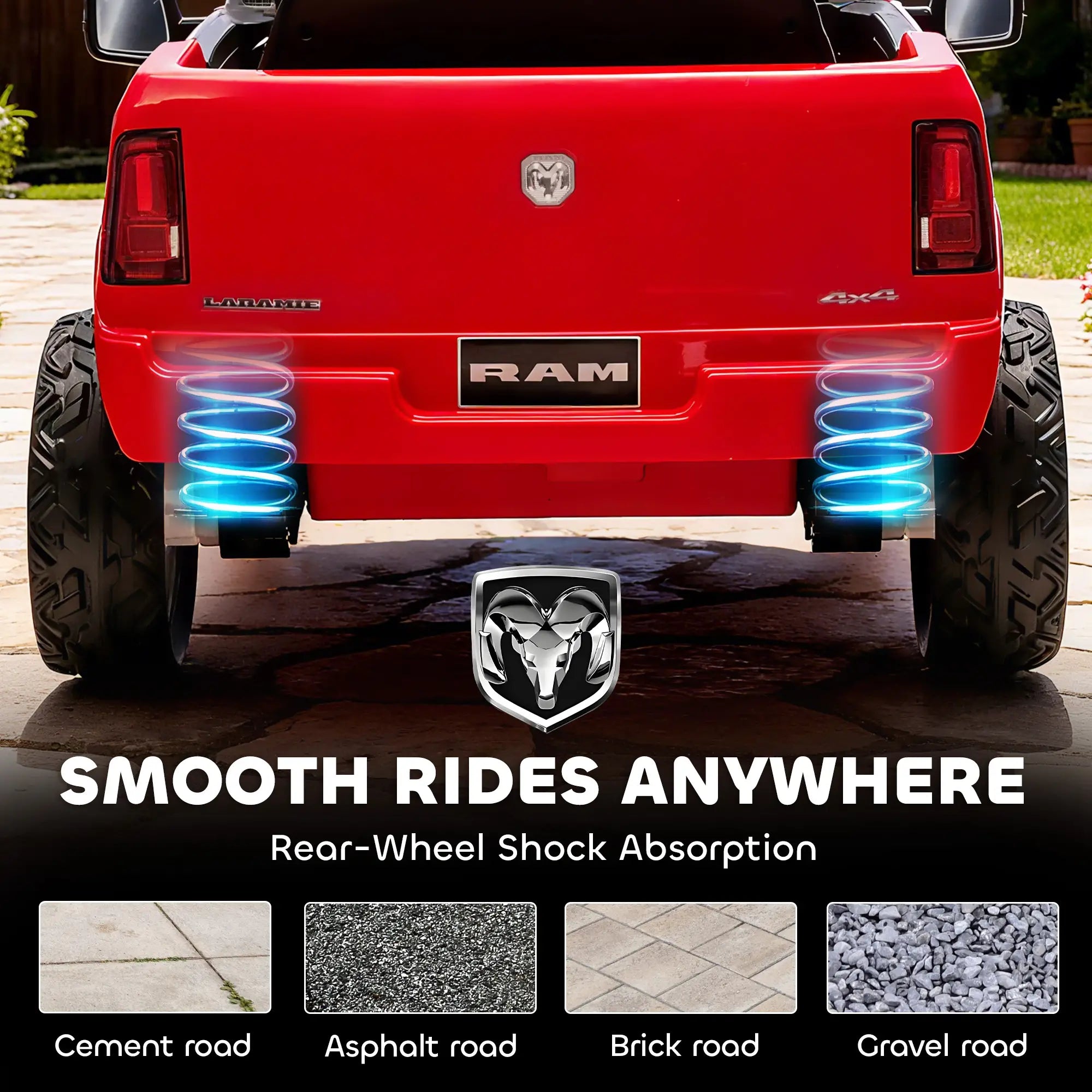 12V Ride On Car, Dodge RAM 3500, Remote Control, Suspension, Red Electric Toy Cars at Gallery Canada