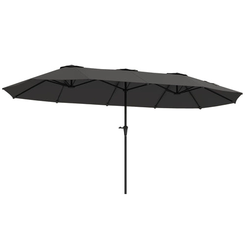13ft Double-Sided Patio Umbrella with Crank Handle, for Poolside, Deck, Garden, Dark Grey