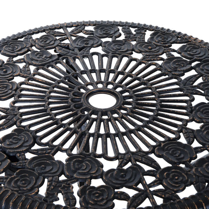3 Pc Aluminum Bistro Set, Outdoor Patio Table and Chairs, Floral, Bronze Bistro Sets at Gallery Canada