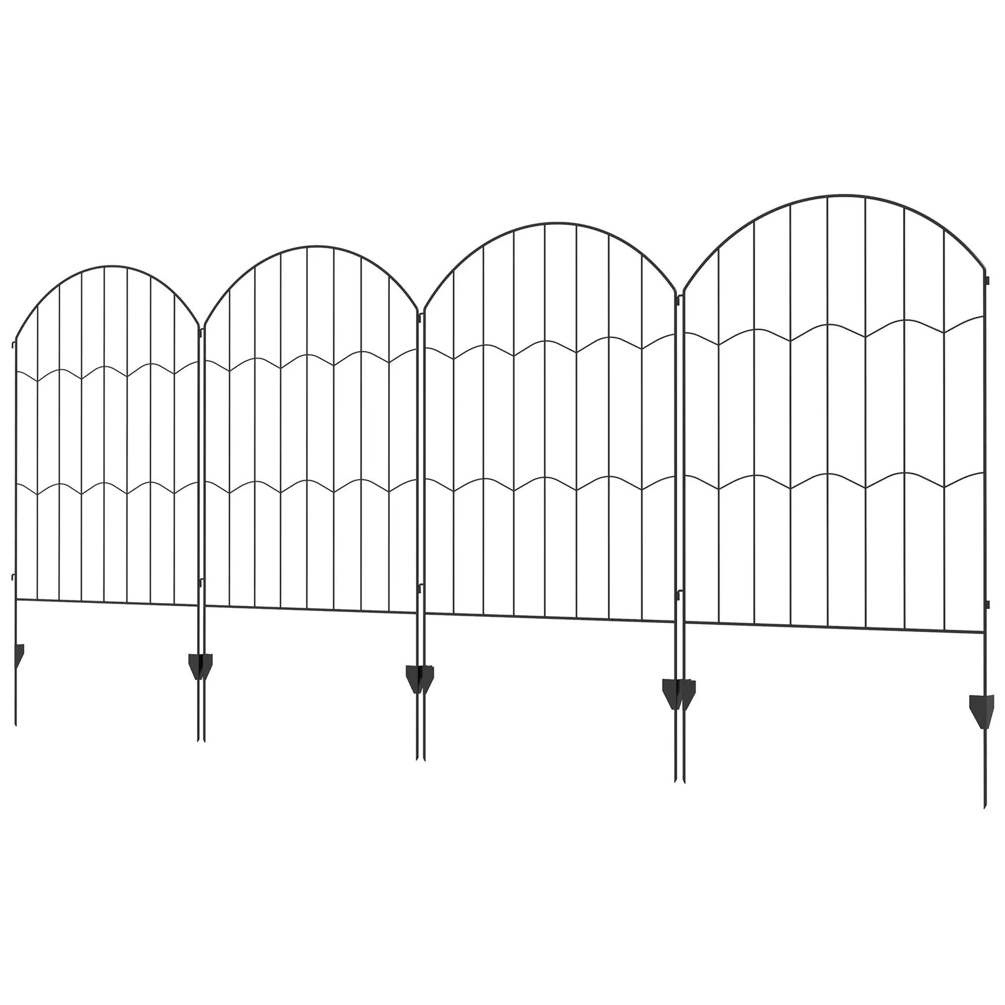 4 Pack Garden Fencing, Decorative Fence Panels, Circle, Wave, Black Garden Fences at Gallery Canada