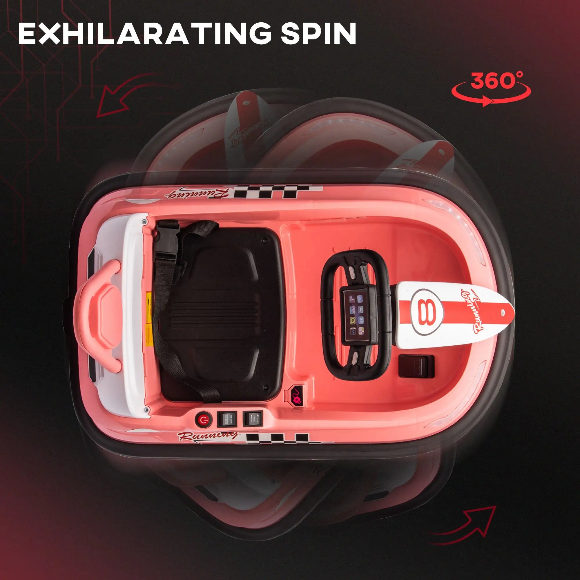 Kids Bumper Car, 6V Electric Ride-On Toy, 360° Rotation, Twin Motors, Pink Electric Toy Cars at Gallery Canada