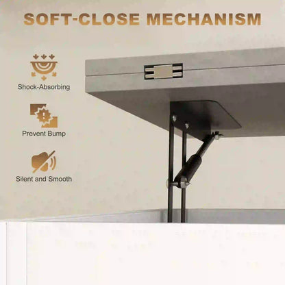 Modern Coffee Table, Lift Top with Fabric Drawers, Hidden Storage, Cement Grey Coffee Tables at Gallery Canada