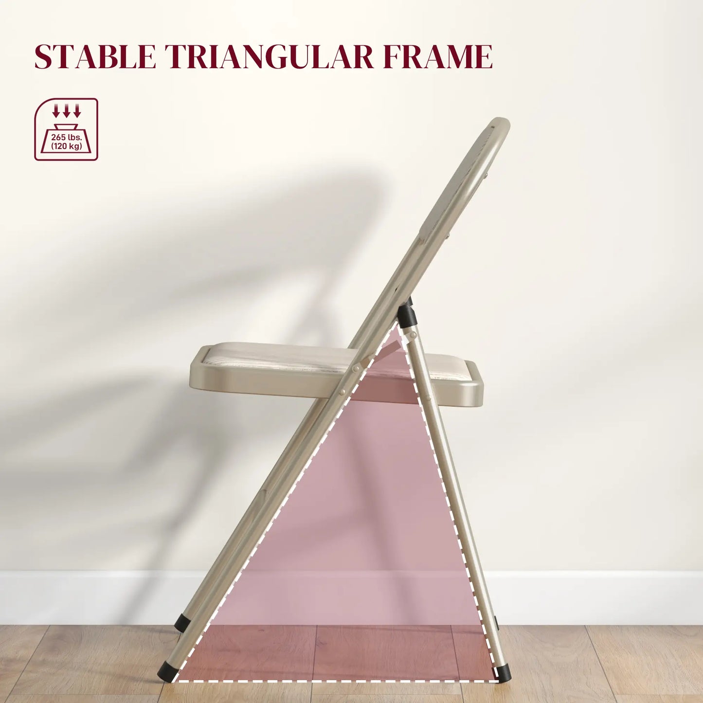 Set of 6 Metal Foldable Chairs, Linen Padded, Beige Dining Chairs at Gallery Canada