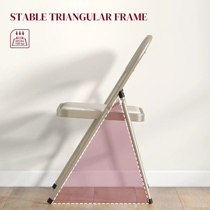 Set of 6 Metal Foldable Chairs, Linen Padded, Beige Dining Chairs at Gallery Canada