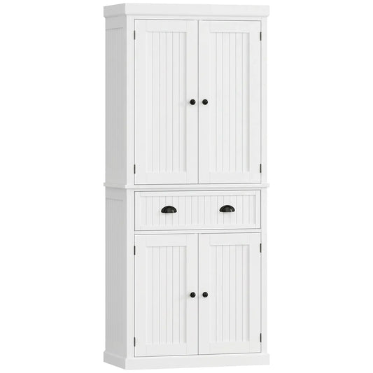72 Inch Kitchen Pantry, Storage Cabinet with Drawer, White, White Kitchen Pantry Cabinets White at Gallery Canada
