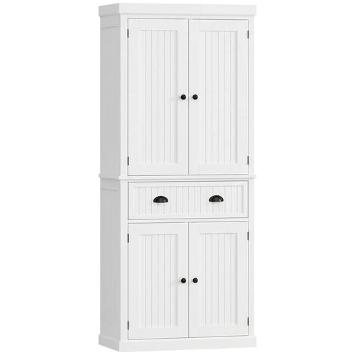 72 Inch Kitchen Pantry, Storage Cabinet with Drawer, White, White