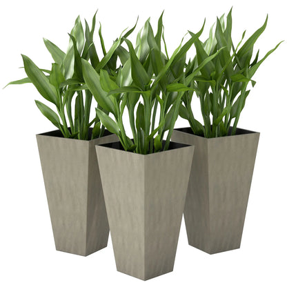 28" Tall Garden Plastic Planters, Set of 3, Indoor Outdoor, Mixed Grey, Grey Garden Accessories Mixed Grey at Gallery Canada