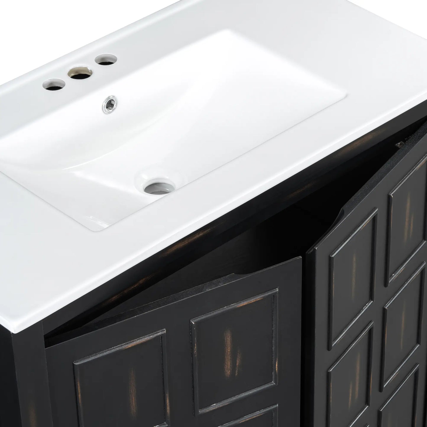 Solid Wood Bathroom Vanity, Ceramic Sink, Storage Cabinet, 36" L x 18.5" W x 34" H, Espresso Sink Cabinets at Gallery Canada