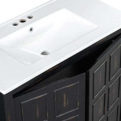 Solid Wood Bathroom Vanity, Ceramic Sink, Storage Cabinet, 36" L x 18.5" W x 34" H, Espresso Sink Cabinets at Gallery Canada