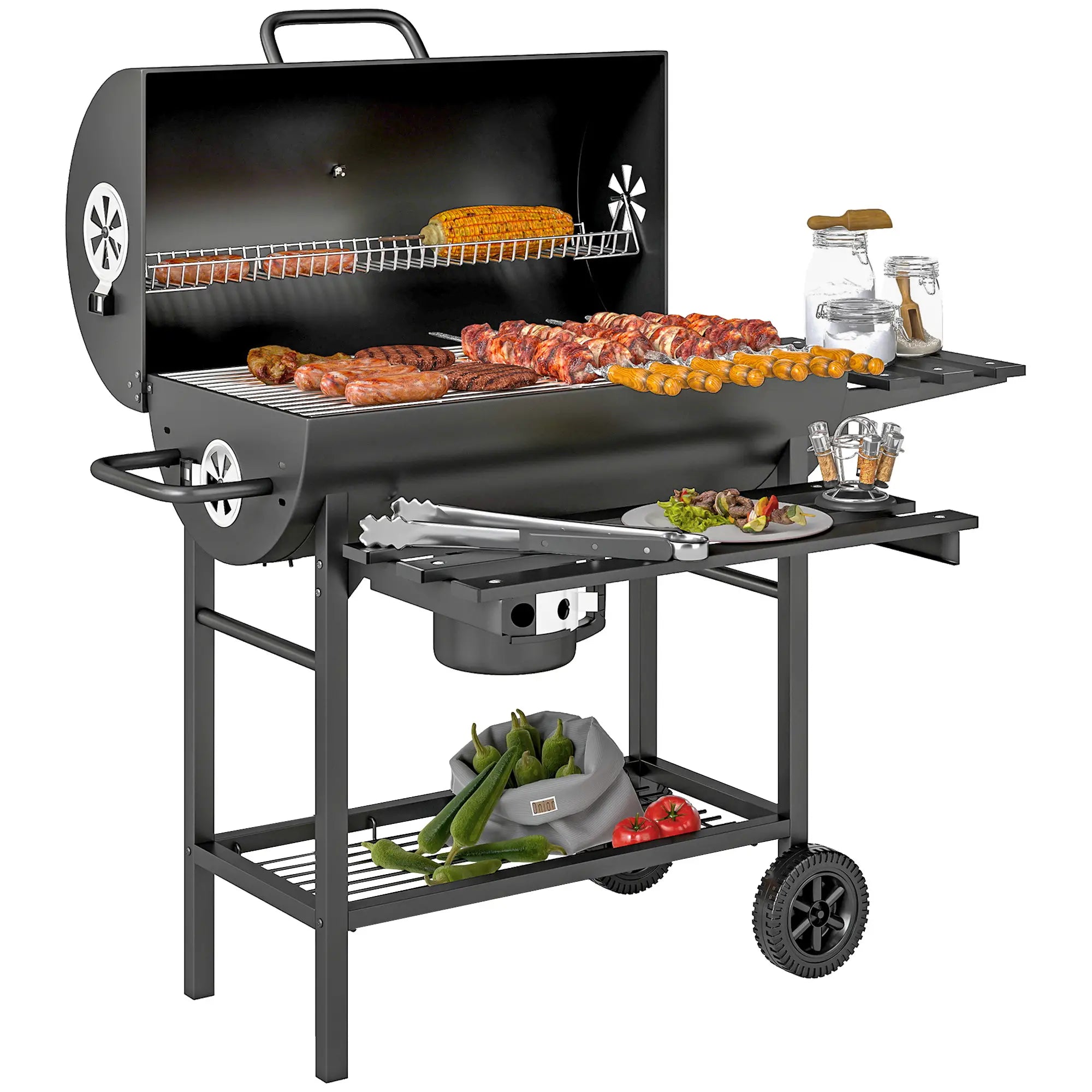 29 Inch Charcoal BBQ Grill With Foldable Table, Black Charcoal BBQ Grils at Gallery Canada