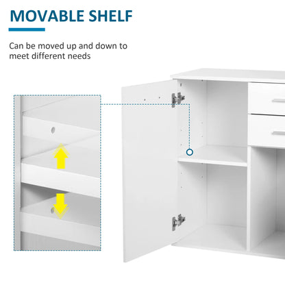 High Gloss Sideboard, 2 Drawers, 2 Doors, Adjustable Shelf, White Storage Cabinets at Gallery Canada