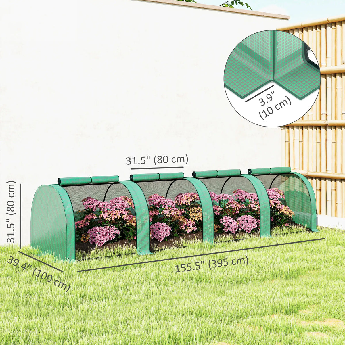 13' x 3.3' x 2.6' Mini Tunnel Greenhouse, PE Cover, Steel Frame, Zipped Doors, Green Greenhouses at Gallery Canada
