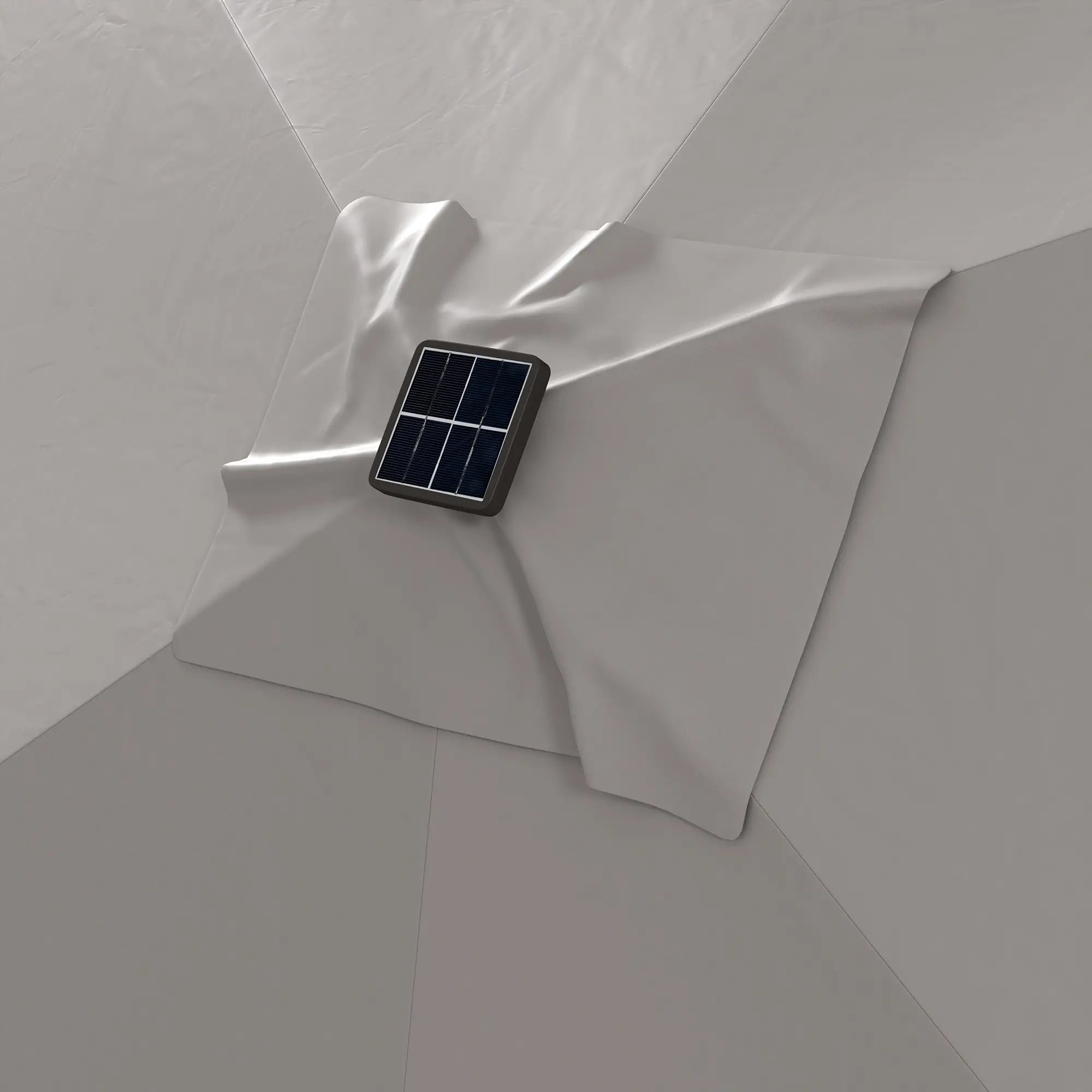 6.5x10ft Light Grey Tilt Aluminum Patio Umbrella, Solar Powered LEDs, Crank, Light Grey Sun Umbrellas at Gallery Canada