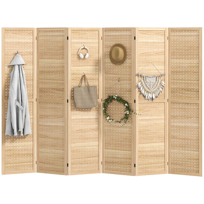 5.6 Ft. Tall 6-Panel Room Divider, Freestanding Folding Privacy Screen, Natural Room Dividers at Gallery Canada