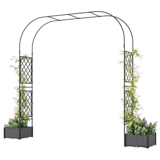 Garden Arch Trellis Arbor With 2 Planter Boxes, 109.4" x 15.7" x 86.6", Black Garden Arches Black at Gallery Canada