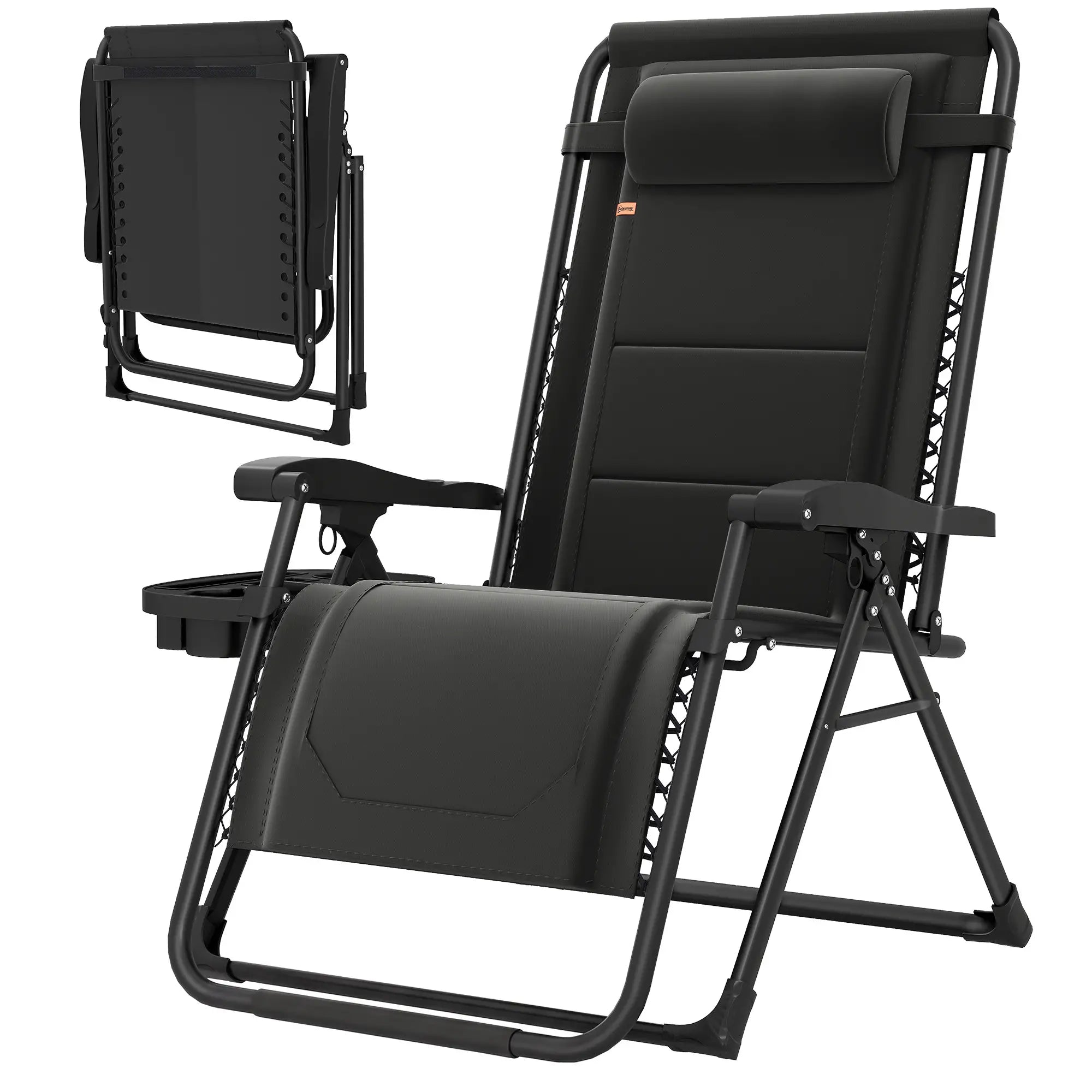 Zero Gravity Chair, Reclining Outdoor Lounger, 400 LBS Capacity, Black Lounger Chairs Black at Gallery Canada