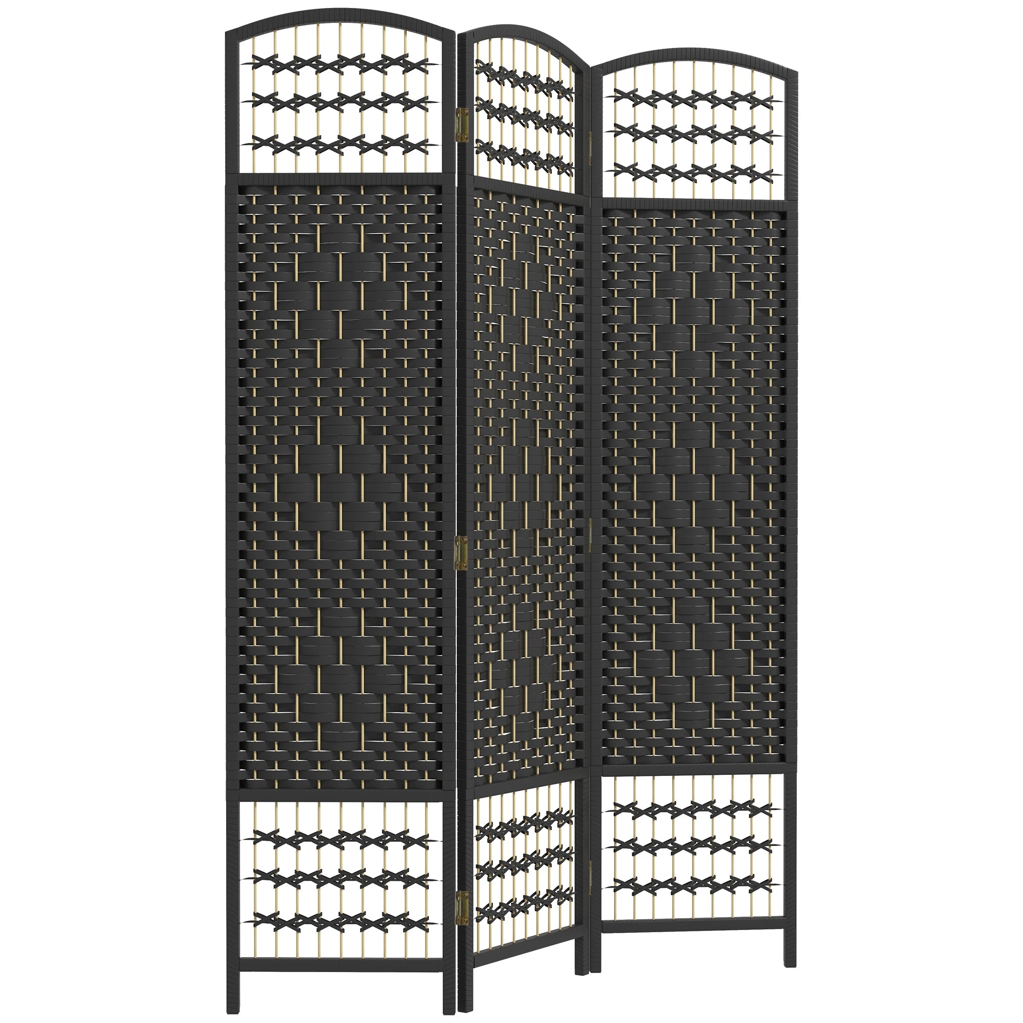 3 Panel Folding Room Divider, Portable Privacy Screen, Black Room Dividers Black at Gallery Canada