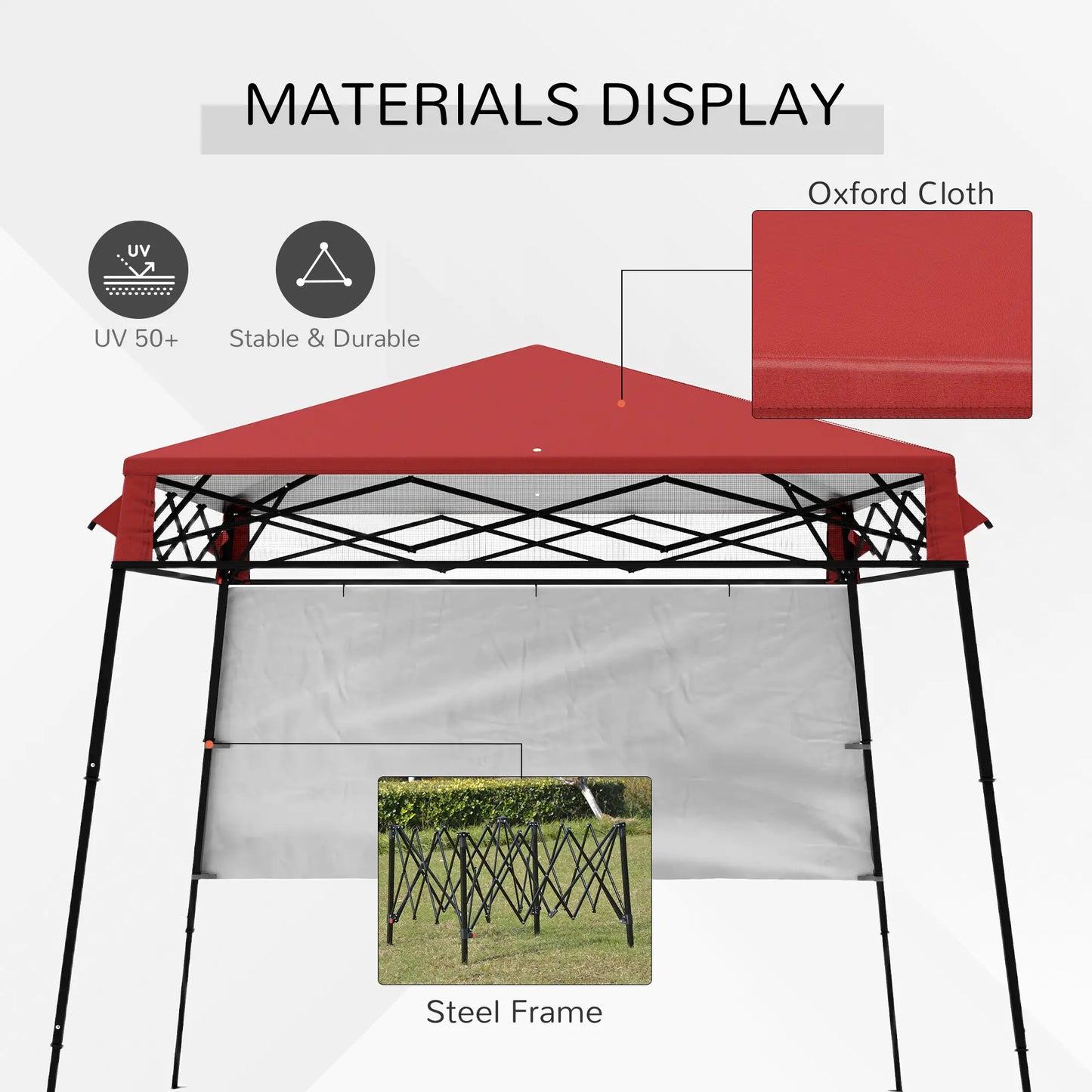 7' x 7' Foldable Gazebo Tent, Adjustable Legs, Black, Red Pop Up Canopies at Gallery Canada