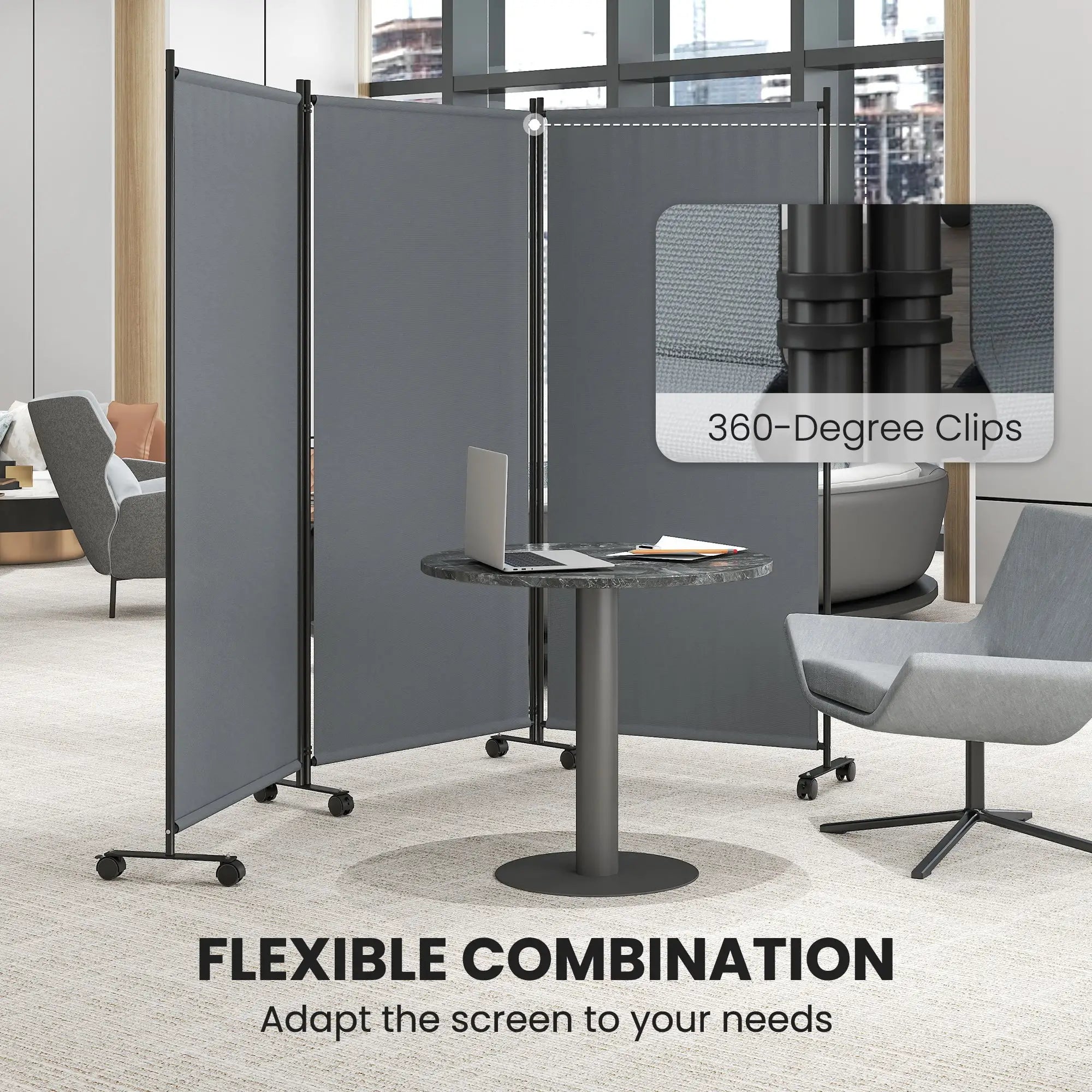 Folding Room Divider with Wheels, Privacy Screen, 6ft Tall Side Awnings at Gallery Canada