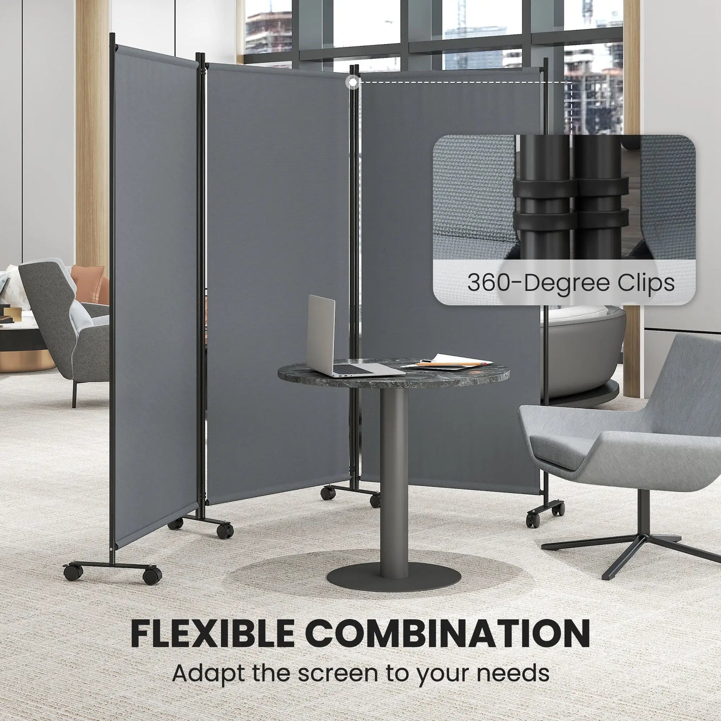 Folding Room Divider with Wheels, Privacy Screen, 6ft Tall Side Awnings at Gallery Canada