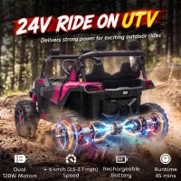 24V 2 Seater Kids Ride On Truck, Ages 3-8, Remote Control, Pink