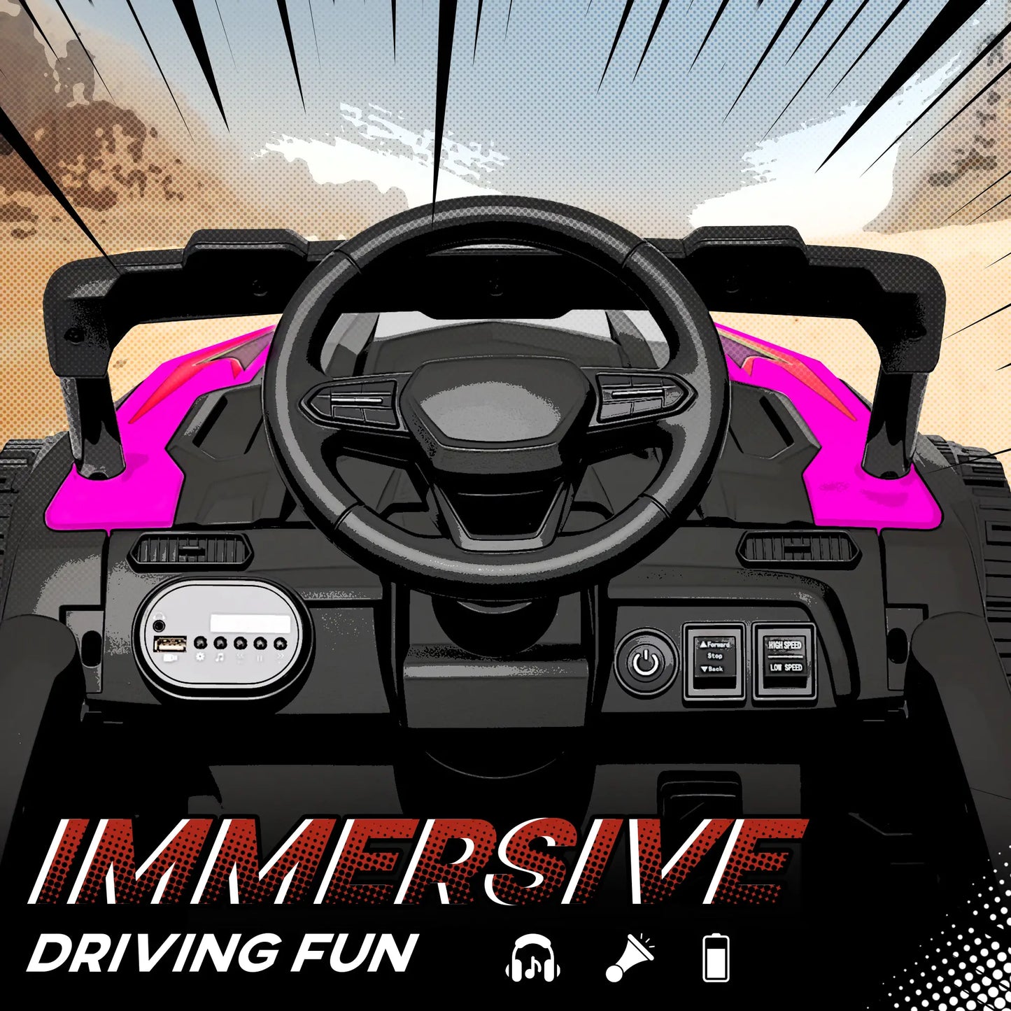 12V Kids Ride On Truck, Dual Motors, Rear Suspension, Remote Control, Pink Electric Toy Cars at Gallery Canada