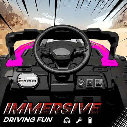 12V Kids Ride On Truck, Dual Motors, Rear Suspension, Remote Control, Pink Electric Toy Cars at Gallery Canada