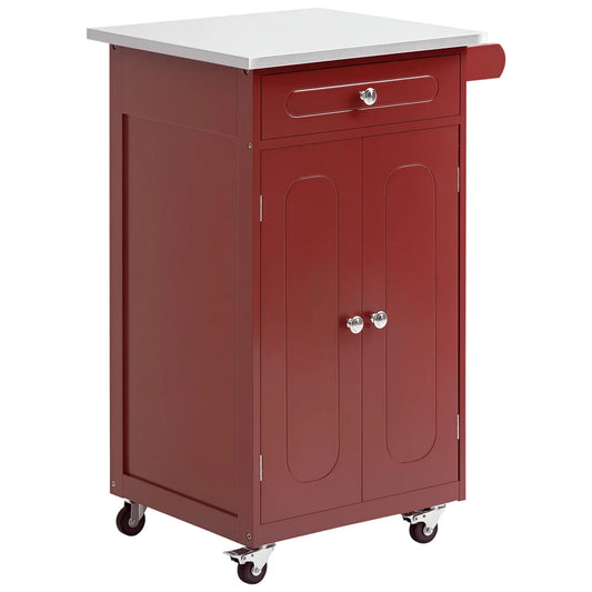Kitchen Cart, Stainless Steel Top, Storage Drawer, 36x24x36 in, Red Kitchen Islands & Kitchen Carts Red at Gallery Canada