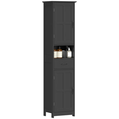 Modern Bathroom Cabinet, Narrow Vanity with Shelf and Drawer, Black Freestanding Bathroom Cabinets at Gallery Canada