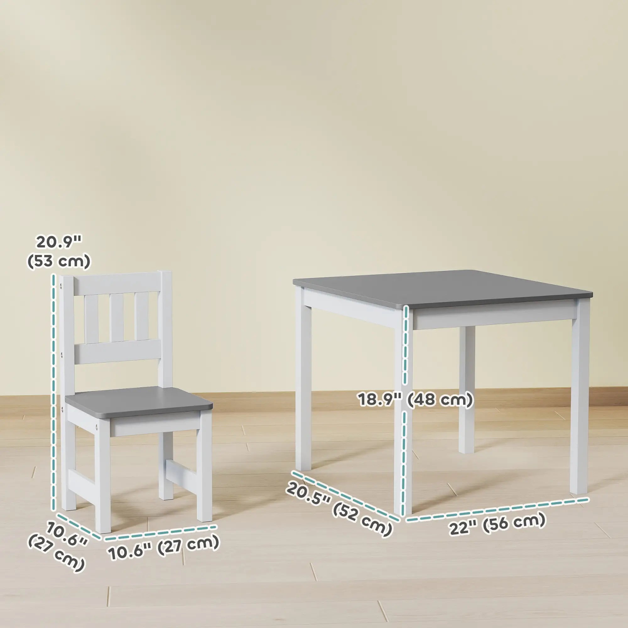 Kids Table and Chairs Set, Toddler Activity Table, 2 Chairs, Grey Kids Table Sets at Gallery Canada