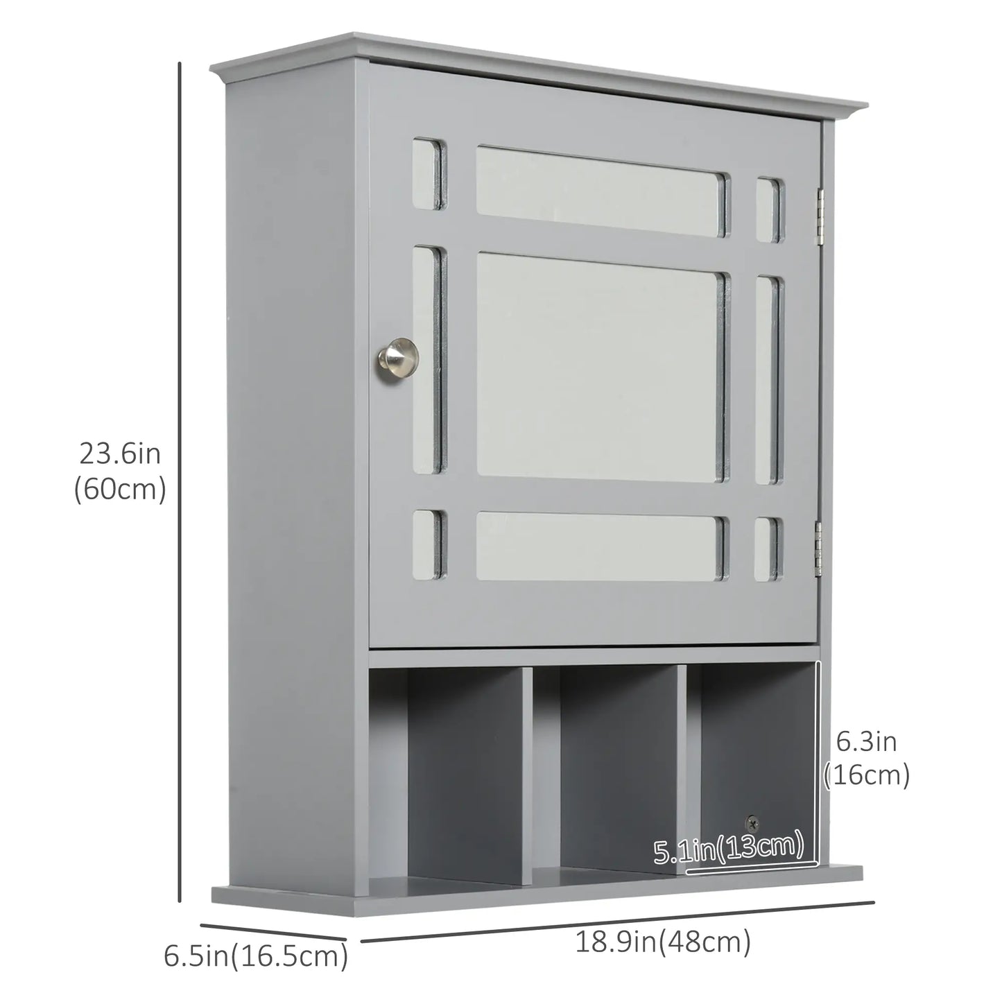 Wall Mount Bathroom Cabinet with Mirror Door, 3 Shelf Organizer, Grey Mirror Medicine Cabinets at Gallery Canada