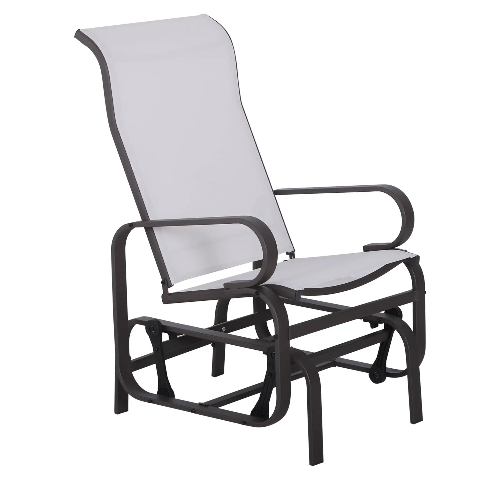 Outdoor Mesh Glider Swing Chair, Patio Garden Rocking Seat, Brown Beige Outdoor Gliders at Gallery Canada