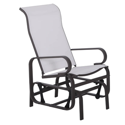 Outdoor Mesh Glider Swing Chair, Patio Garden Rocking Seat, Brown Beige Outdoor Gliders at Gallery Canada