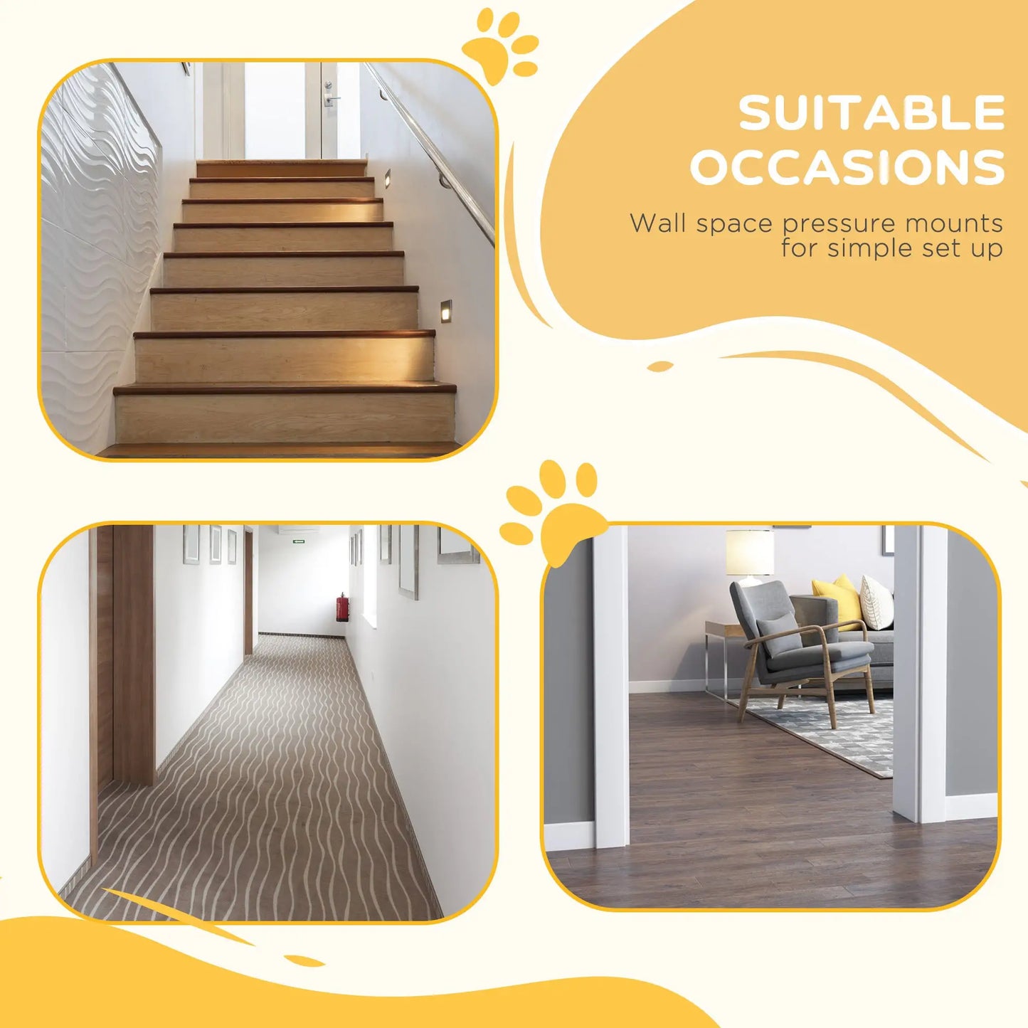 Extra Tall Dog Gate With Door, Pressure Fit, Auto Close, 29"-32", White Houses, Kennels & Pens at Gallery Canada