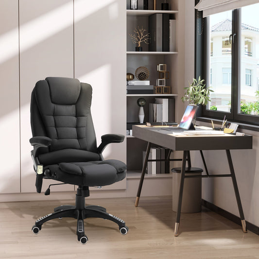 6 Point Vibrating Massage Office Chair High Back Executive Chair with Reclining Back, Swivel Wheels, Black - Gallery Canada