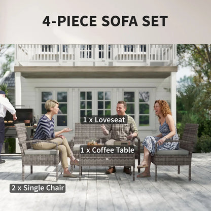 Patio Furniture Set, Loveseat, 2 Armchairs & Coffee Table, Light Grey Patio Furniture Sets at Gallery Canada
