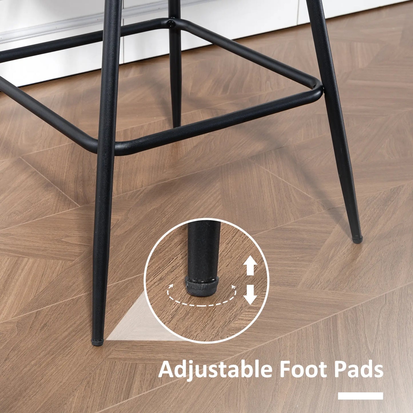 Set of 2 Counter Height Barstools, PU Leather, Black Bar Stools at Gallery Canada