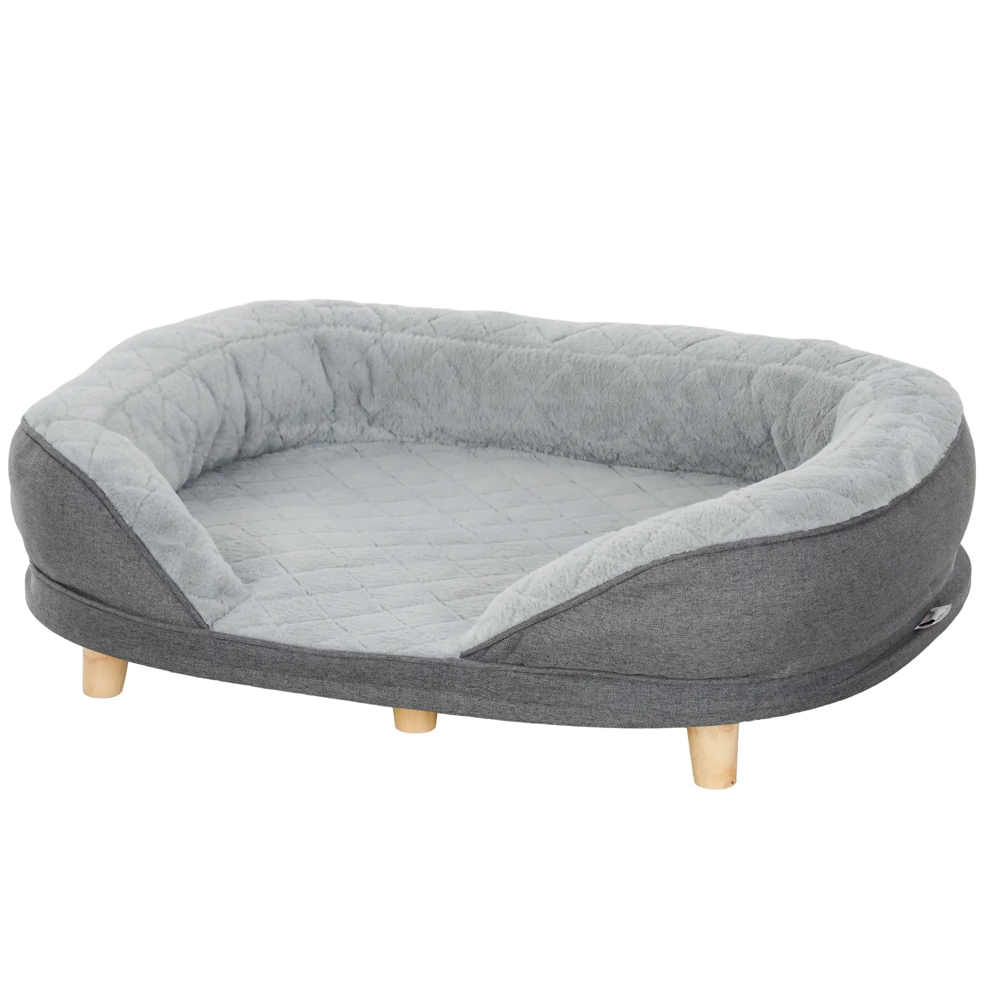 Pet Sofa Bed for Large Dogs, Removable Washable Cover, Anti-Slip Pads, Grey Dog Sofas Grey at Gallery Canada