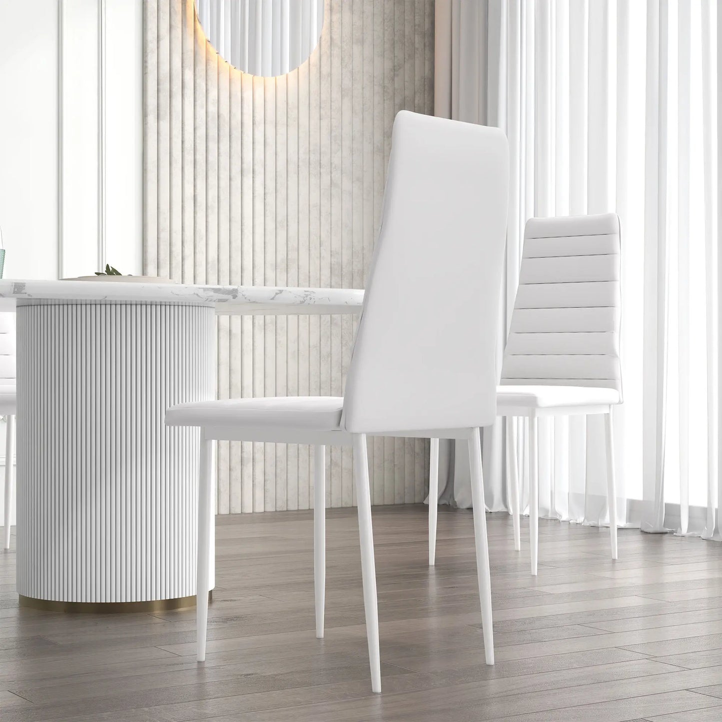 Modern Upholstered PU Leather Dining Chairs, Set of 6, White Bar Stools at Gallery Canada