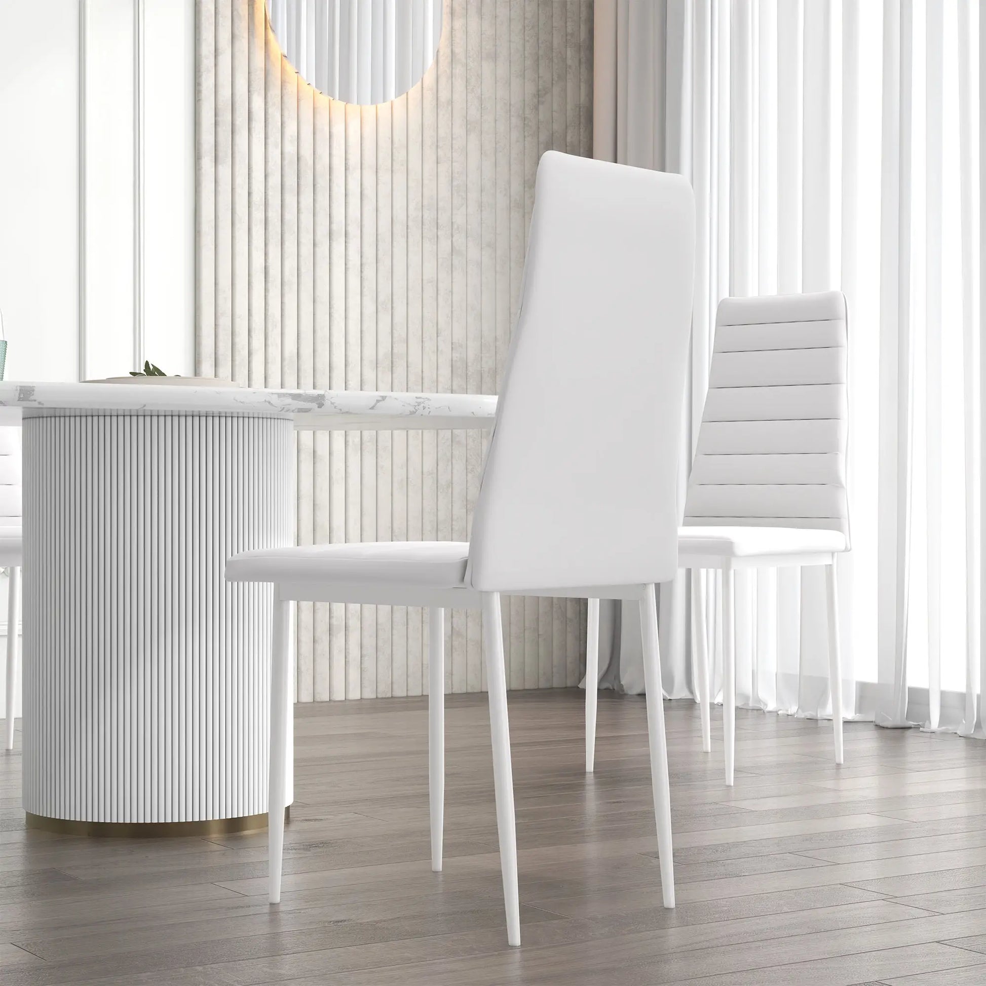 Modern Upholstered PU Leather Dining Chairs, Set of 6, White Bar Stools at Gallery Canada