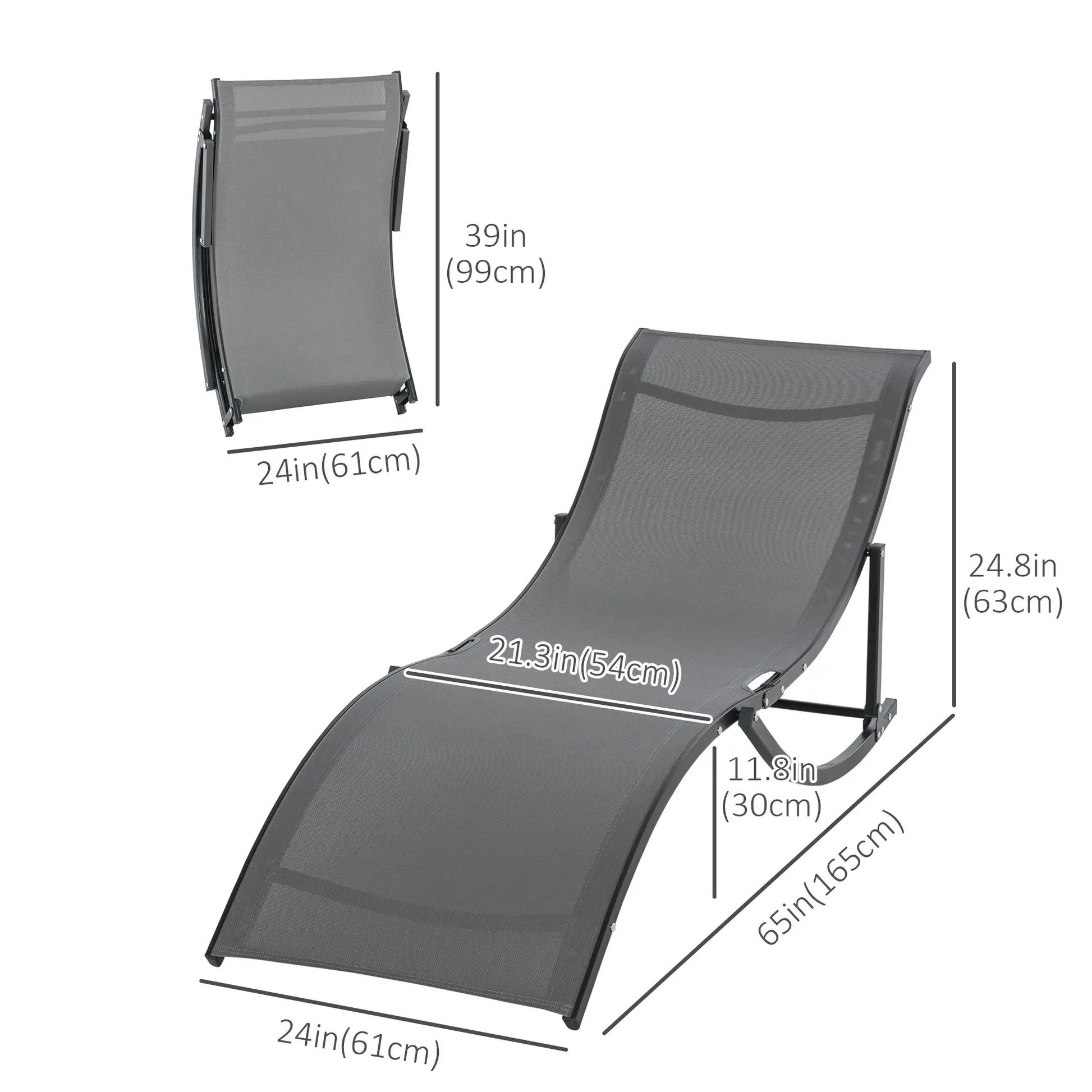 Foldable Pool Chaise Lounge Chairs, Set of 2, 264lbs Capacity, Dark Grey Lounger Chairs at Gallery Canada