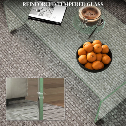 Clear Glass Coffee Table, Modern Rectangle Living Room Center Table, Safe Rounded Edges Coffee Tables at Gallery Canada