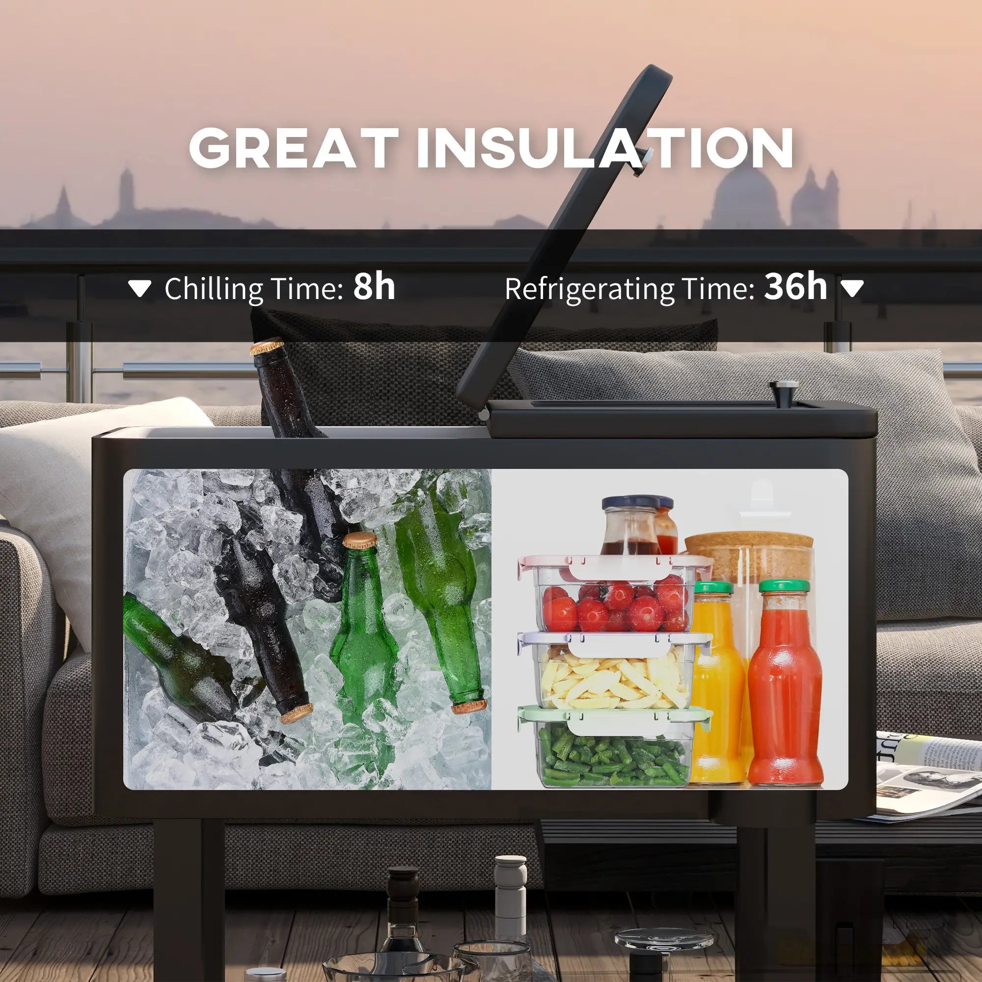 60 Quart Rolling Outdoor Cooler, Portable Cart with Wheels, Storage Shelf, Black Cooler Boxes at Gallery Canada