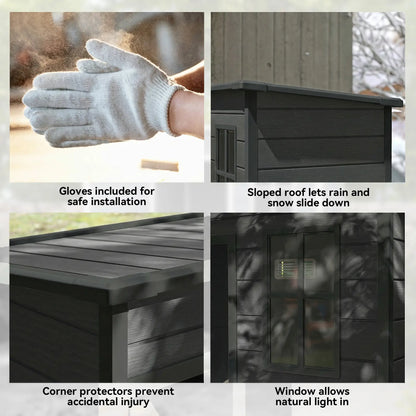 5 x 3FT Garden Shed With Floor, Lockable Door, Window, Vent, Dark Grey Sheds at Gallery Canada