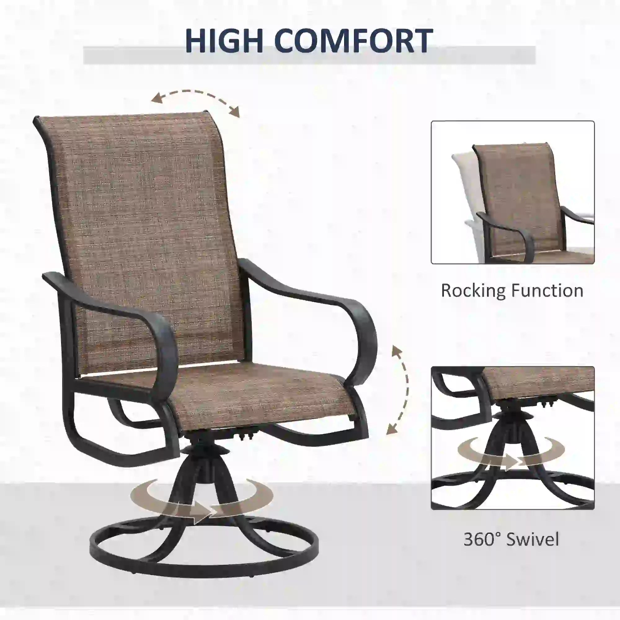 5-Piece Outdoor Patio Dining Set, 4 Swivel Rocker Chairs, 37