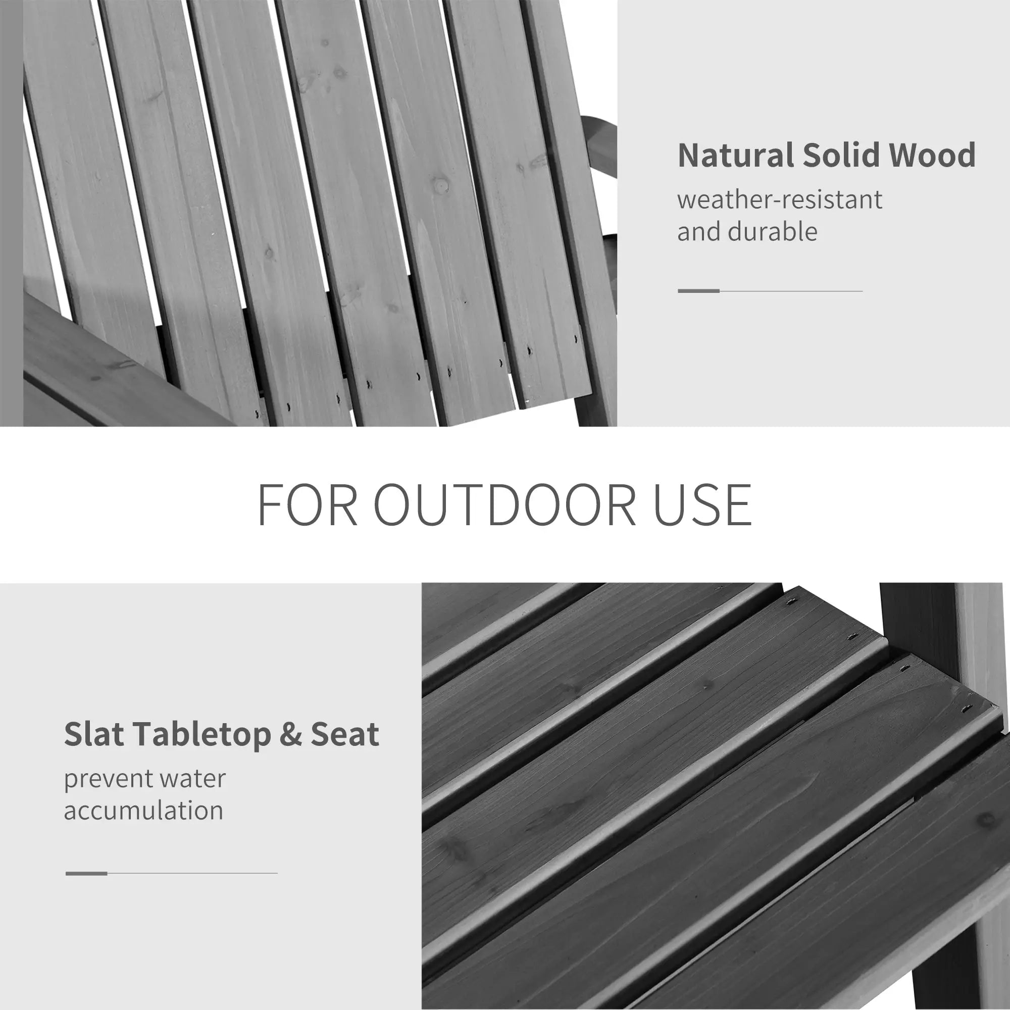 2-Seater Outdoor Bench with Table, Wooden Garden Bench, Grey Outdoor Benches at Gallery Canada