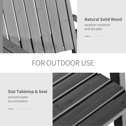 2-Seater Outdoor Bench with Table, Wooden Garden Bench, Grey Outdoor Benches at Gallery Canada